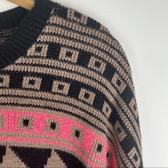 BDG Aztec High Low Comfy Crew Neck Sweater - Picture 5 of 9